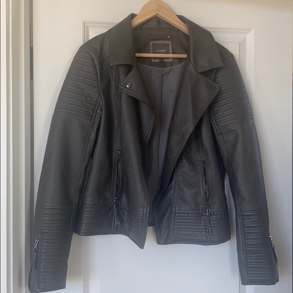 Faux grey leather moto jacket from Next UK
